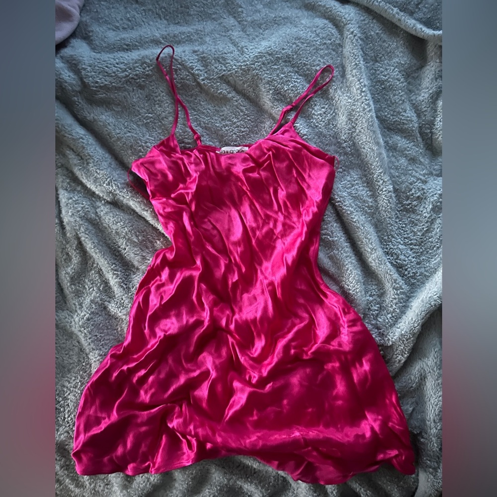 Hot pink silk dress